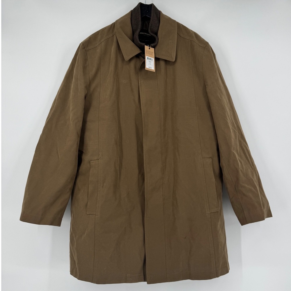 NEW Johnston & Murphy Upton Coat Mens Large Tan Khaki Jacket Quilted Wool Lining